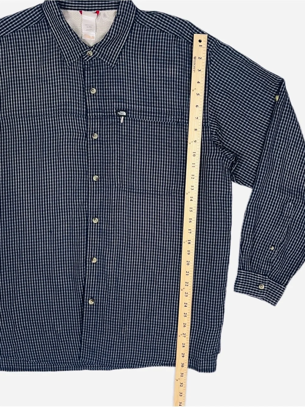 The North Face Men’s XL Navy Grid Button-Down Long Sleeve Shirt